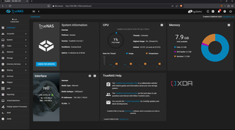 TrueNAS dashboard