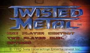 The main menu in PlayStation 1 game Twisted Metal.