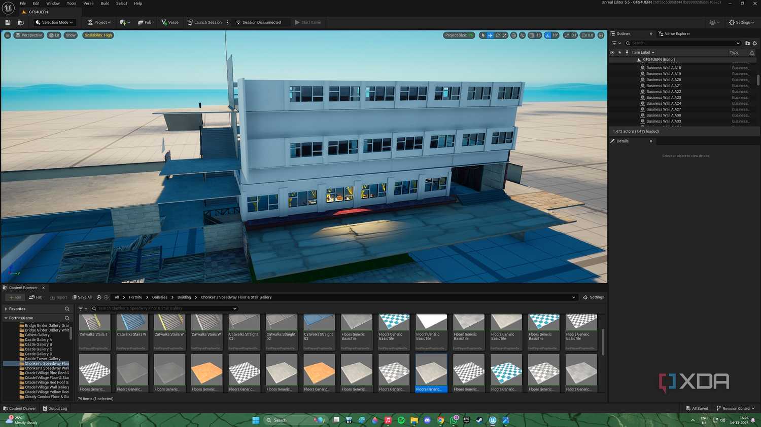 A custom, unfinished map in Unreal Engine for Fortnite.