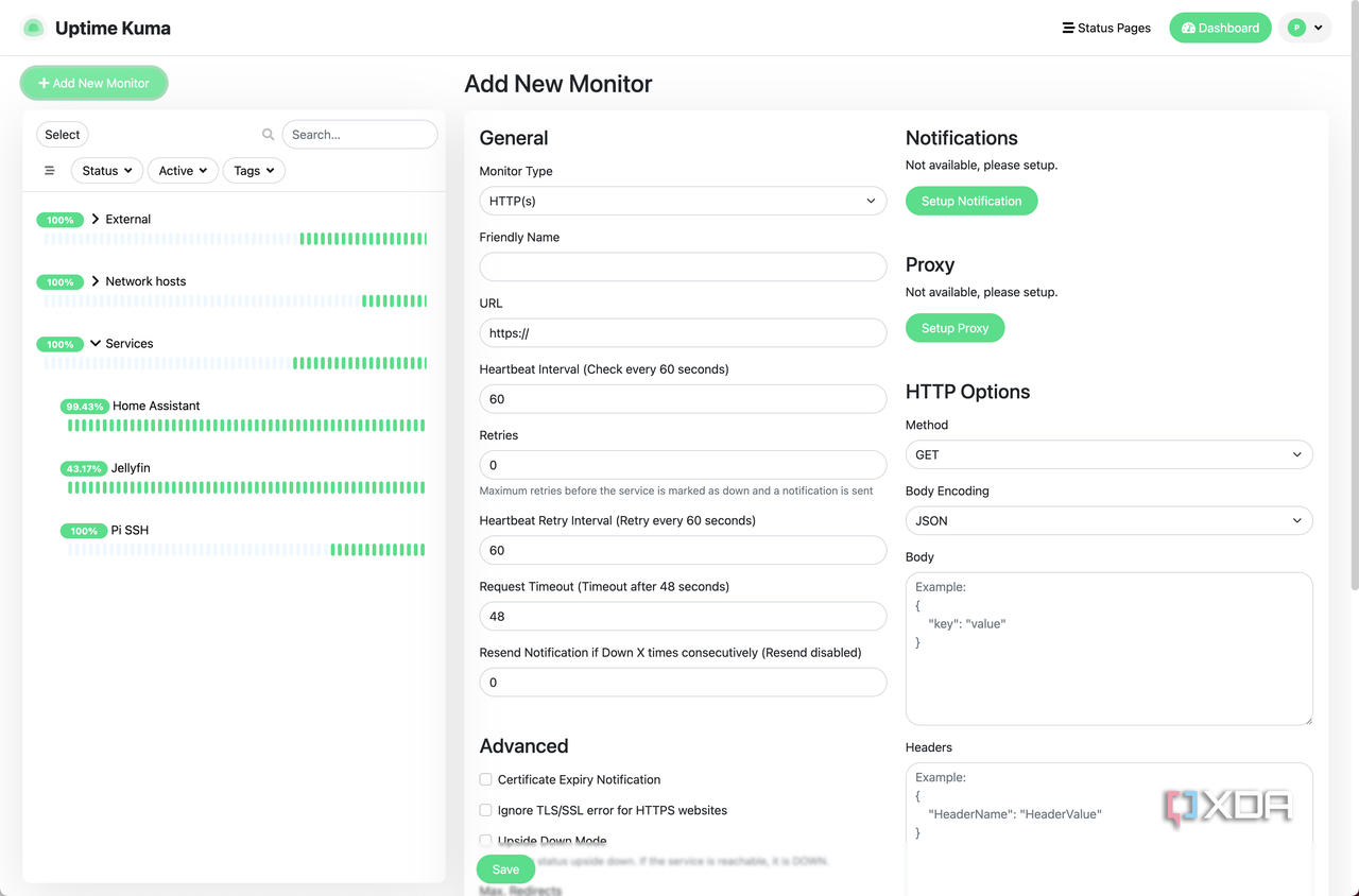 Uptime Kuma Add New Monitor