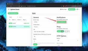 Setting up a notification in Uptime Kuma