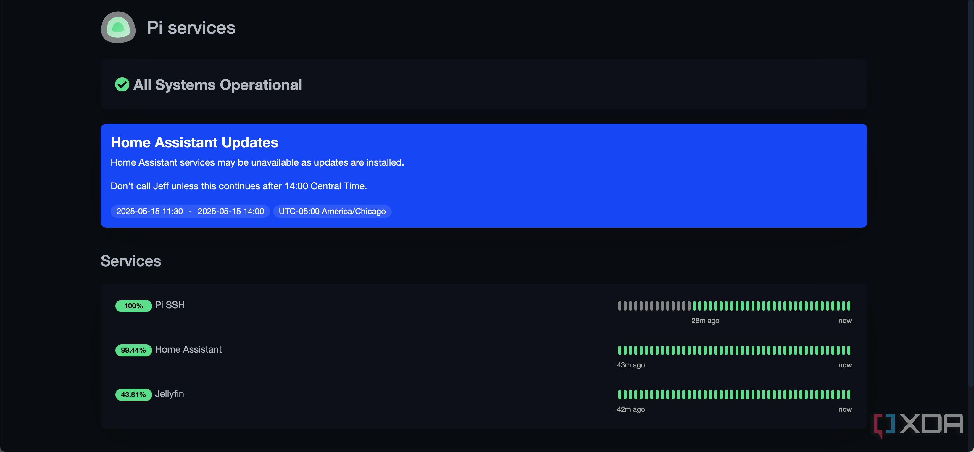 Uptime Kuma HASS maintenance window