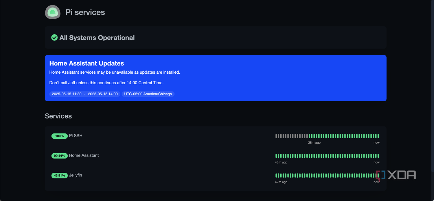 Uptime Kuma HASS maintenance window