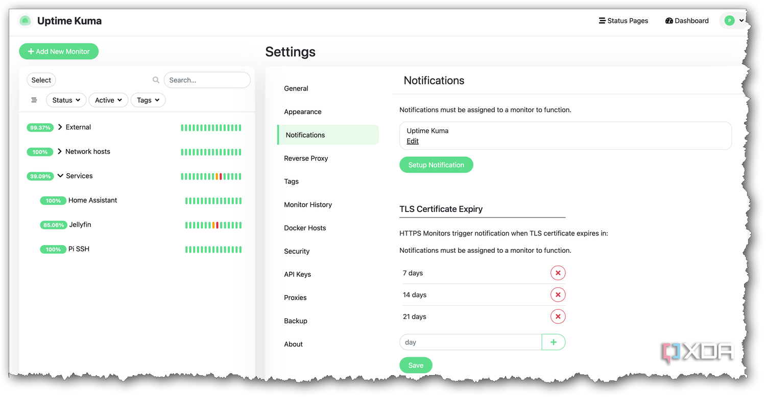 uptime kuma notifications