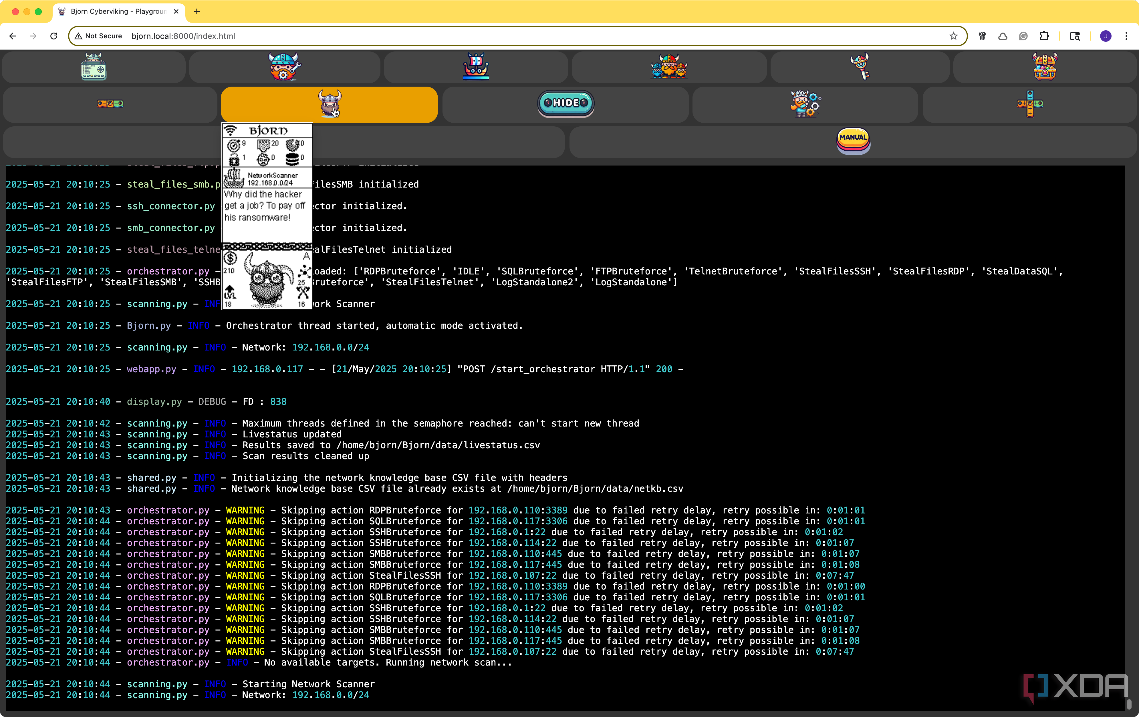 Viewing Bjorn display in web UI