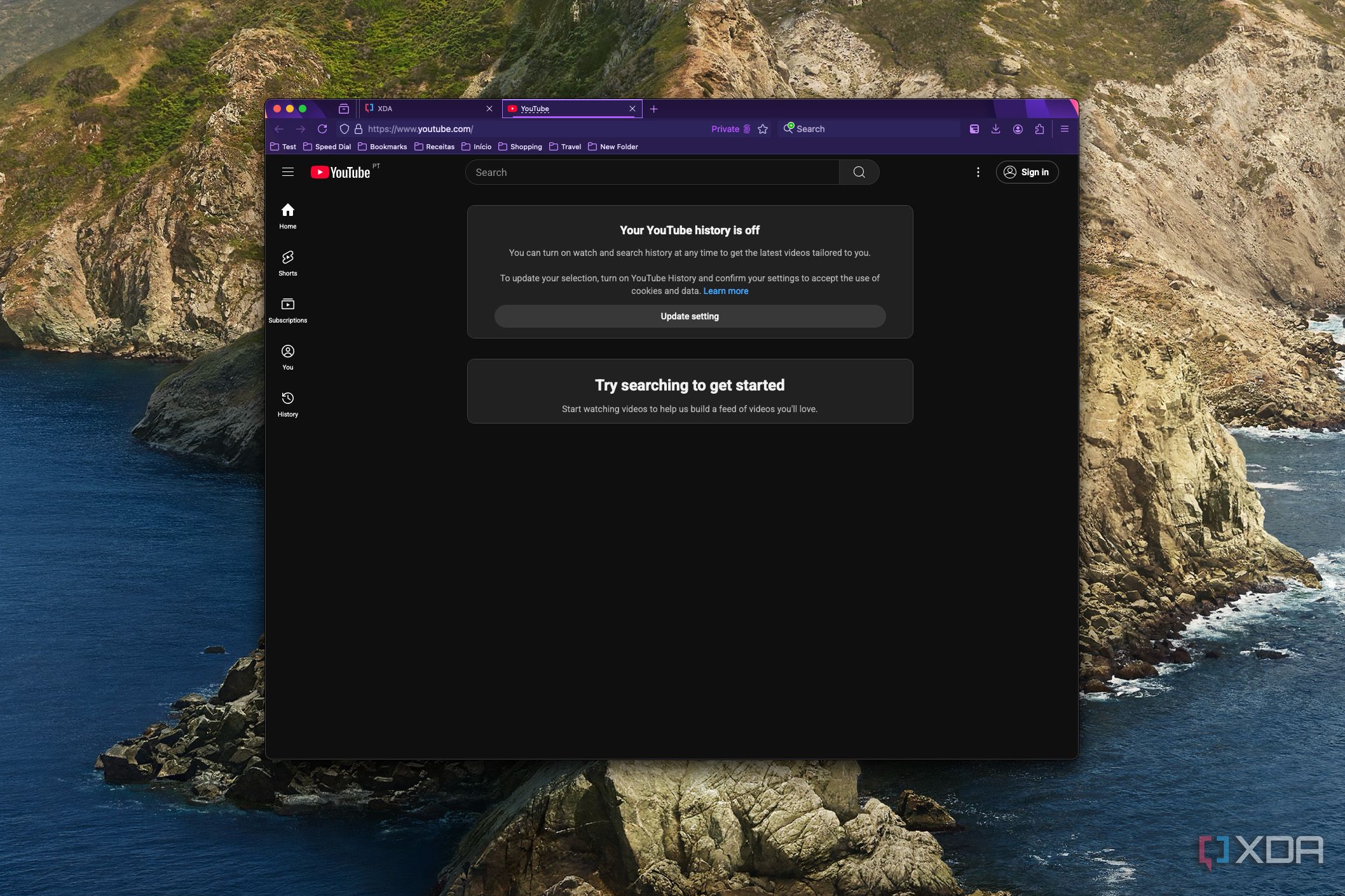 Screenshot of a Waterfox windows on macOS with one private tab