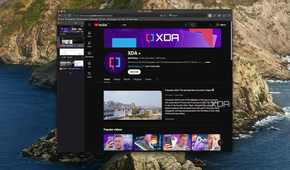 Screenshot of Waterfox on macOS showing the XDA YouTube page and using the tab sidebar
