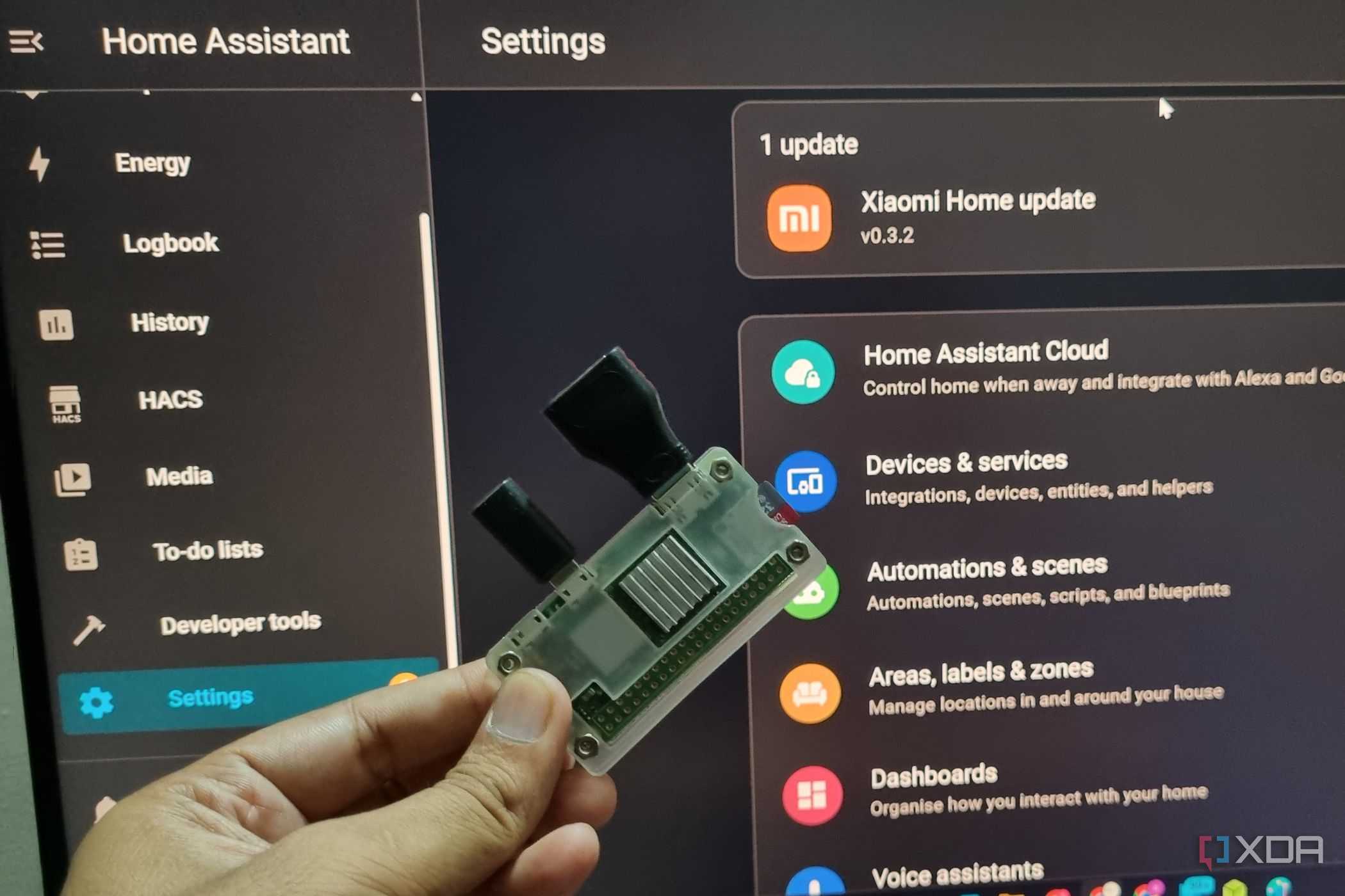 photo of a Windows 11 desktop with a raspberry pi zero2w with dietpi and home assistant