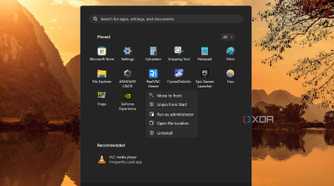 screenshot of windows 11 start menu realvnc appicon