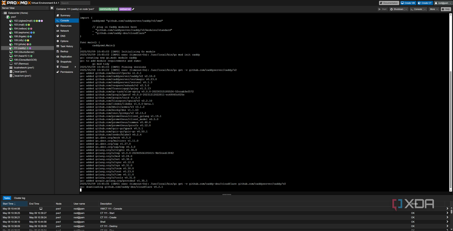 Building Caddy using xCaddy to include Cloudflare DNS