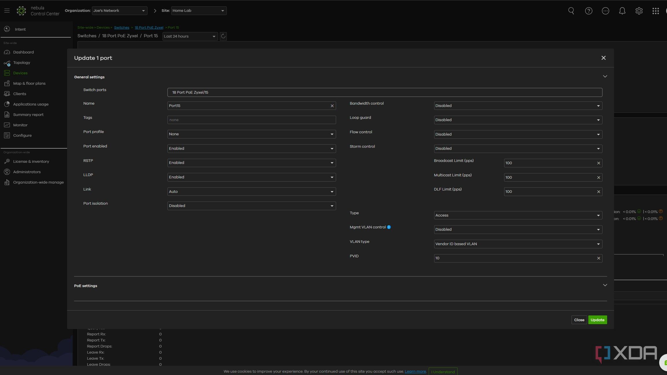 zyxel nebula cloud configuration tool showing vlans being created