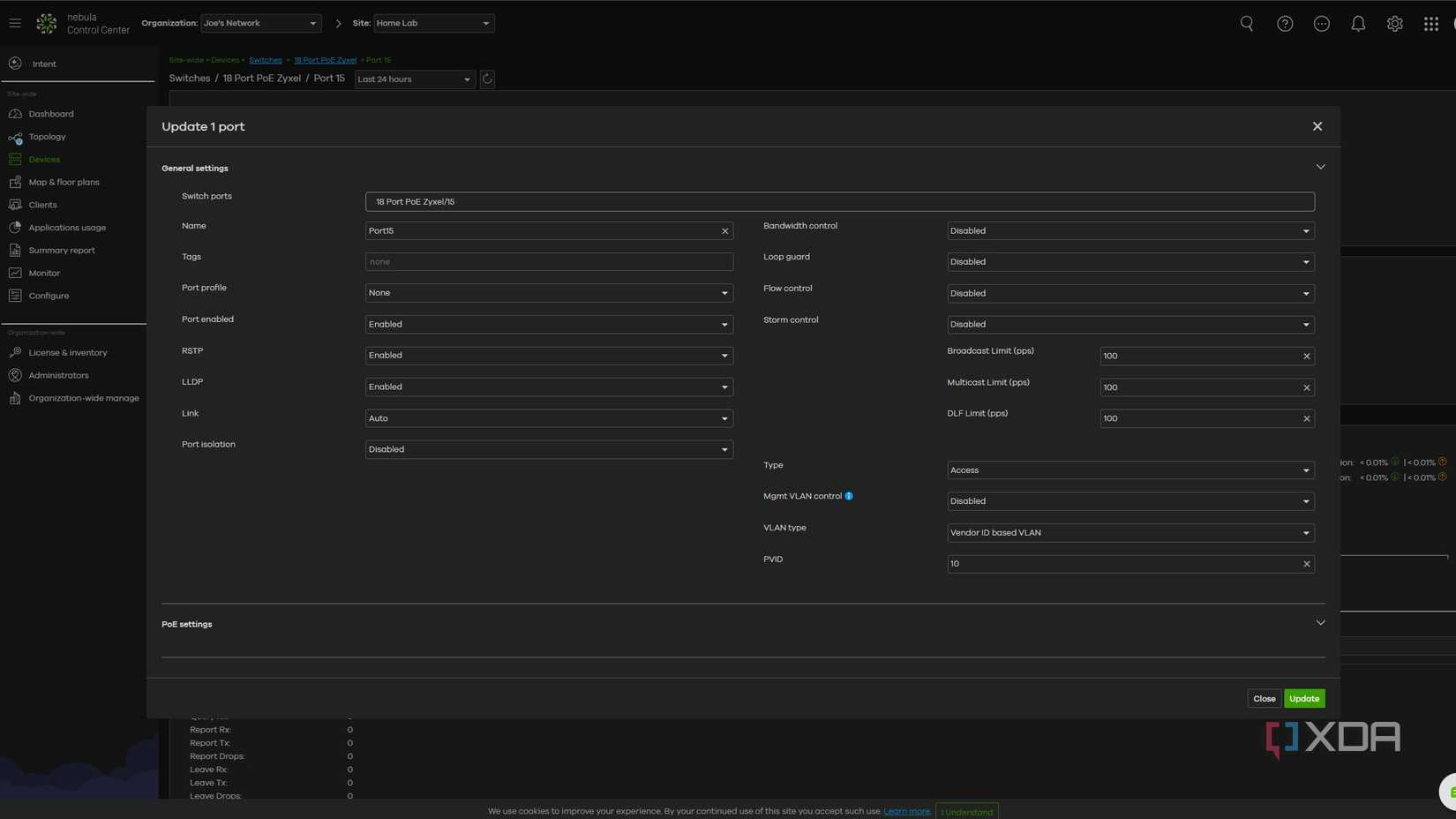 zyxel nebula cloud configuration tool showing vlans being created