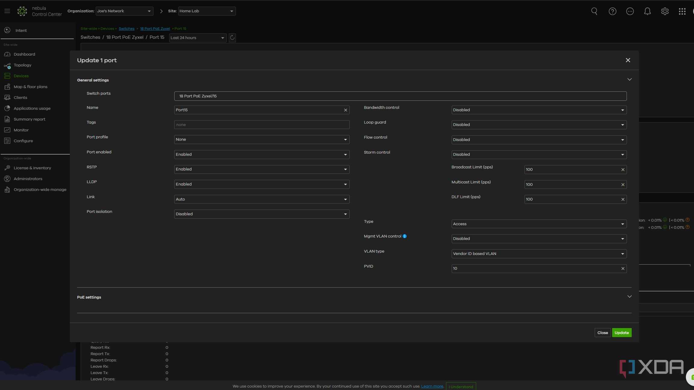 zyxel nebula cloud configuration tool showing vlans being created