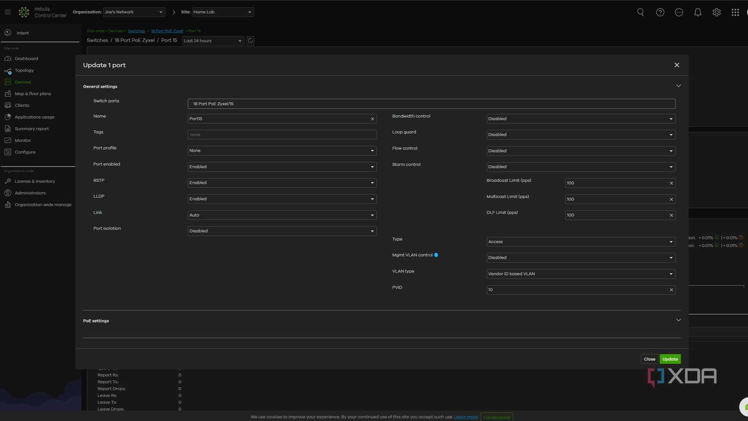 zyxel nebula cloud configuration tool showing vlans being created