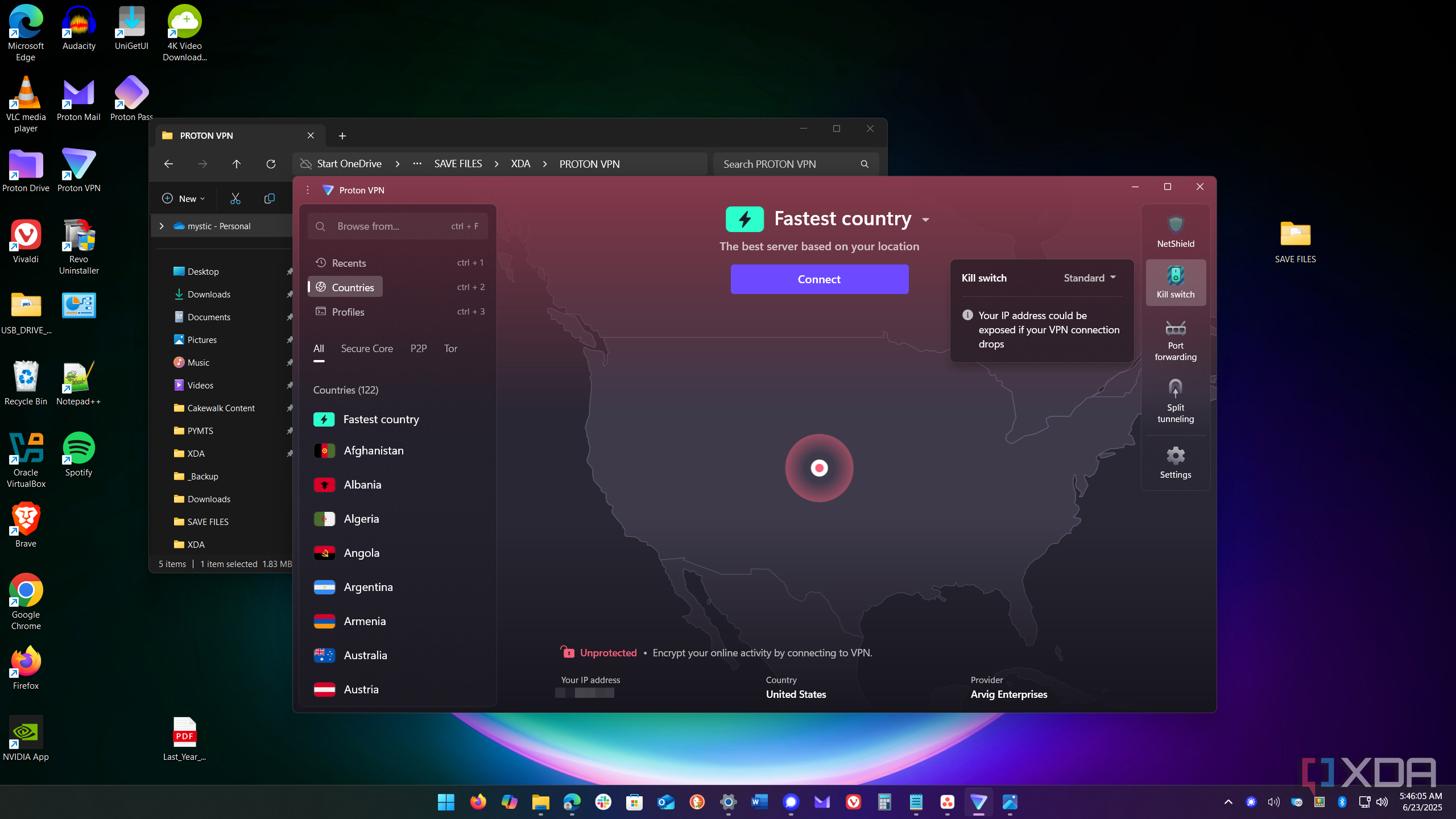 shows proton vpn kill switch button proton vpn dashboard