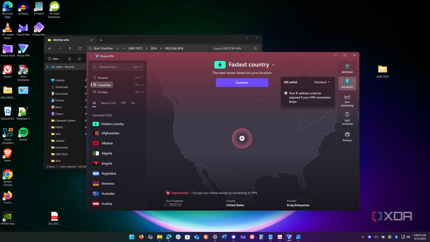 shows proton vpn kill switch button proton vpn dashboard