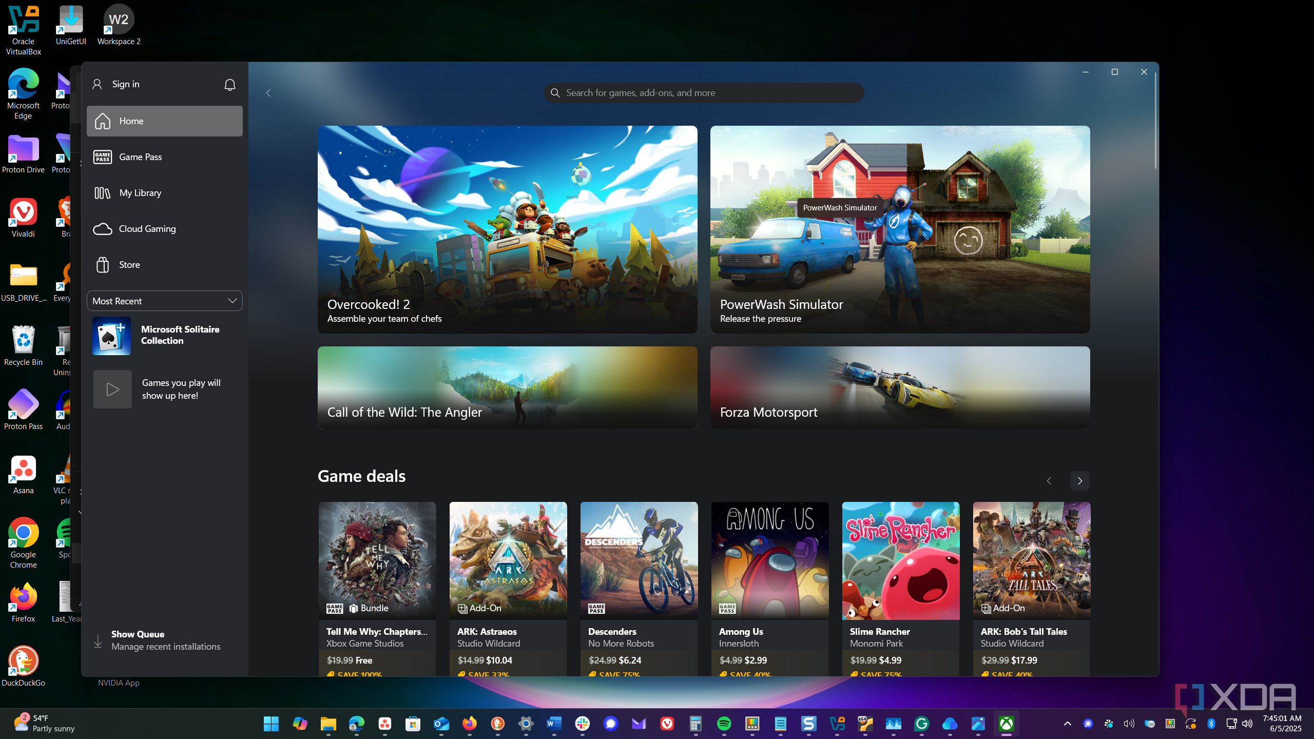 Shows xbox app on windows