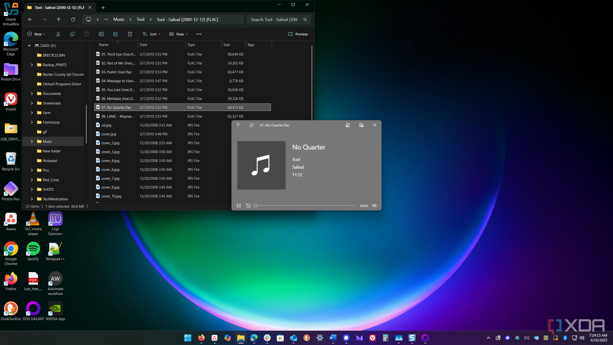 shows quicklook previewing a music file
