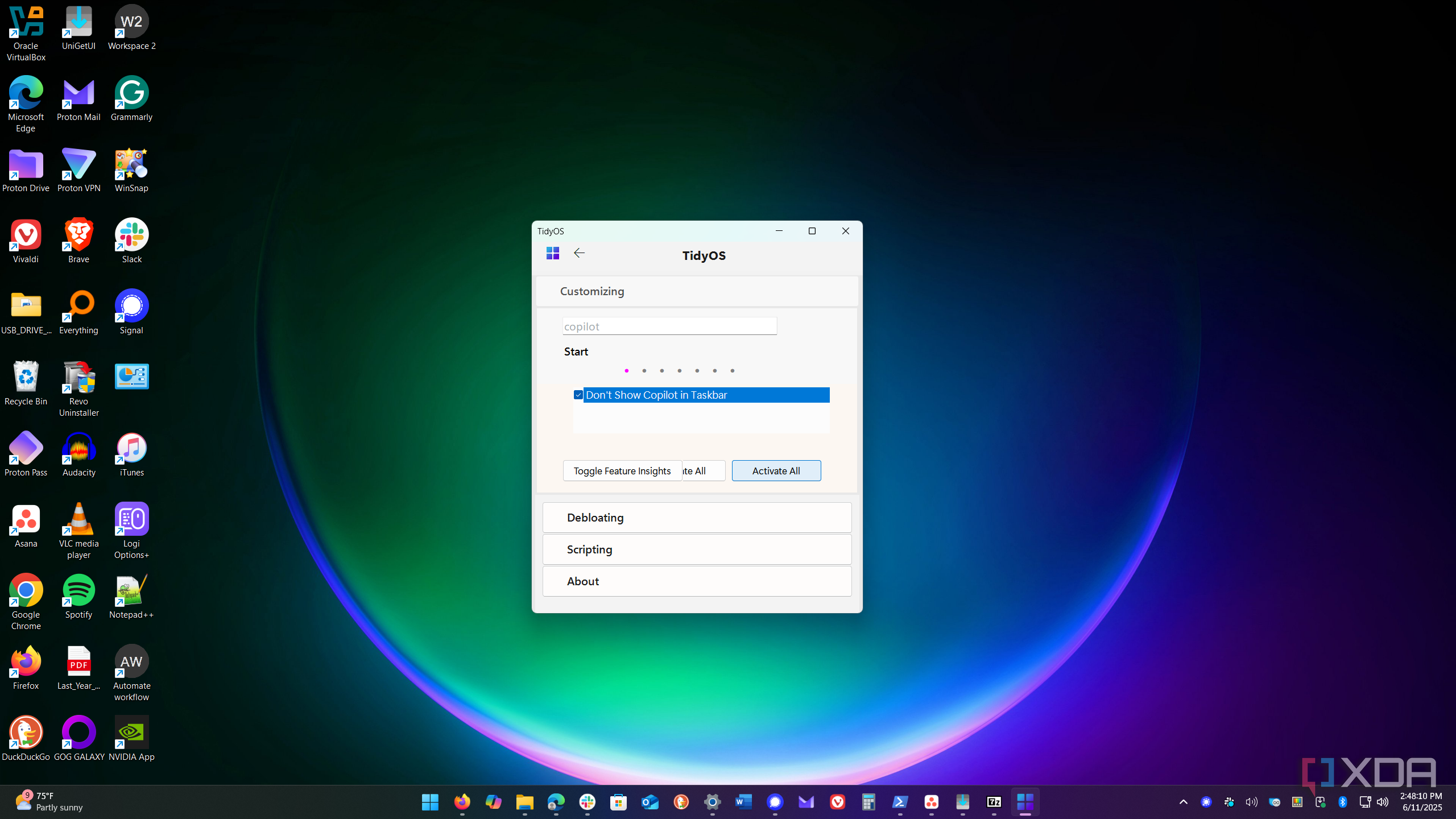 show searching TidyOS for bloats