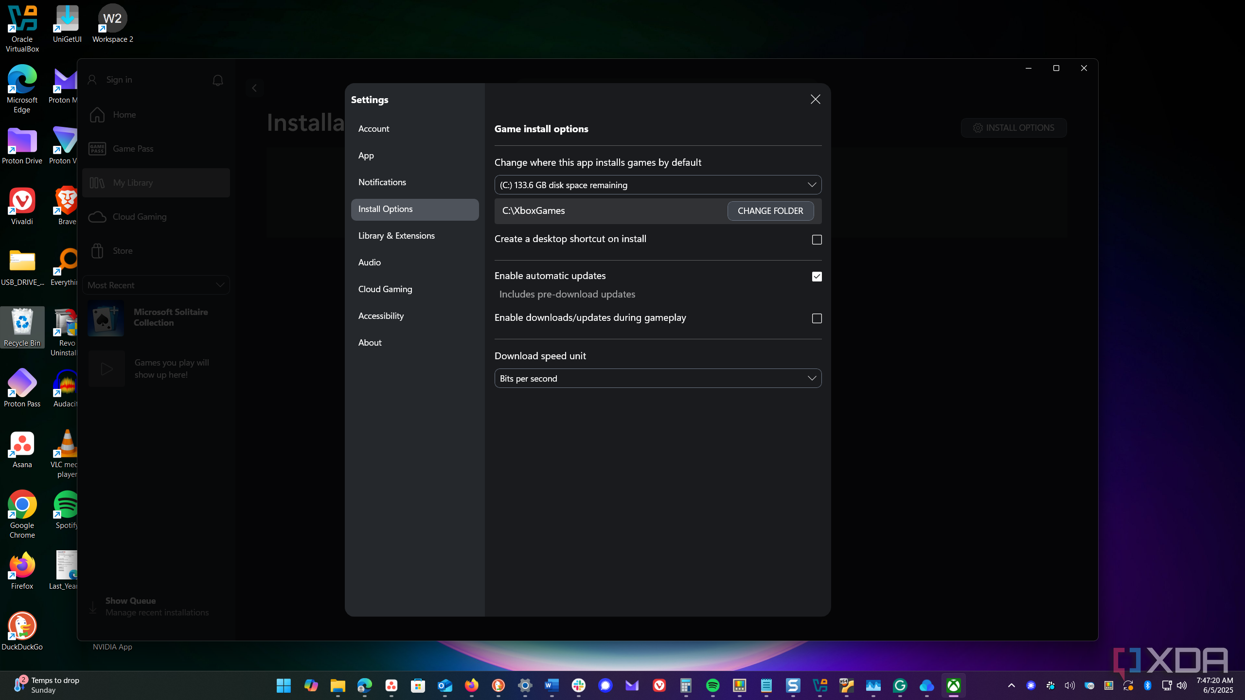 shows install options for xbox app