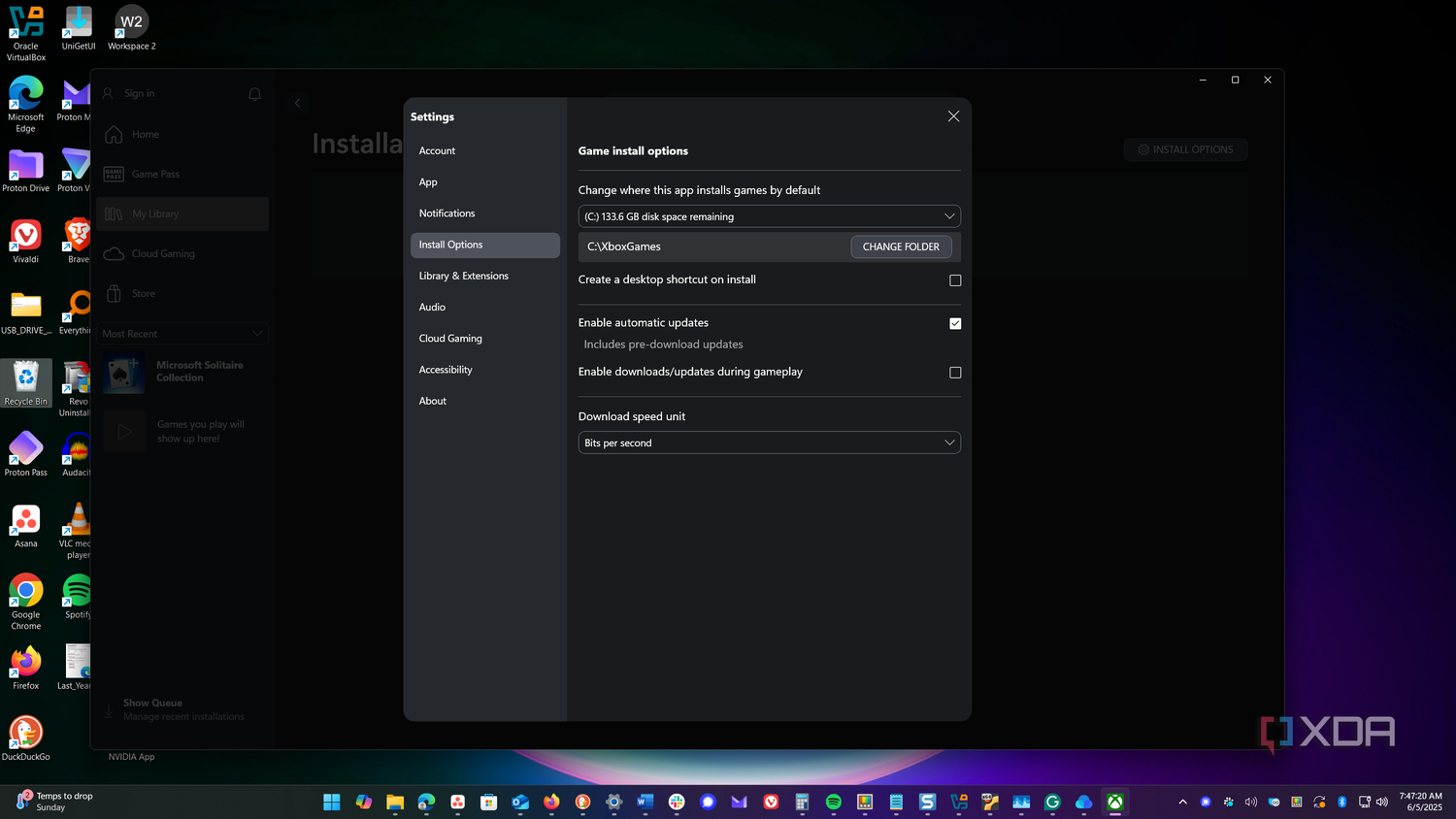 shows install options for xbox app