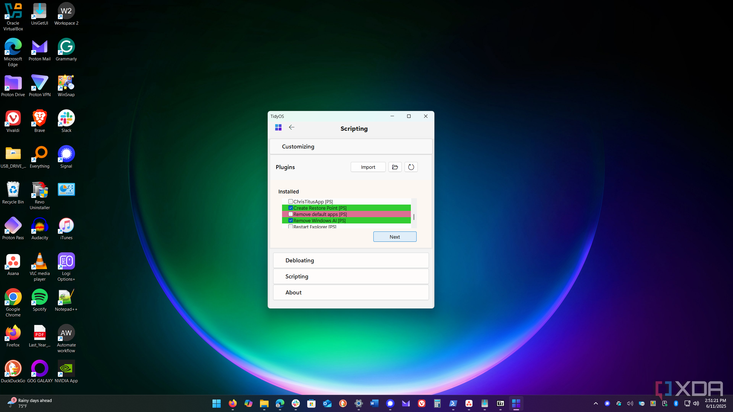 Shows scripting tweaks in TidyOS