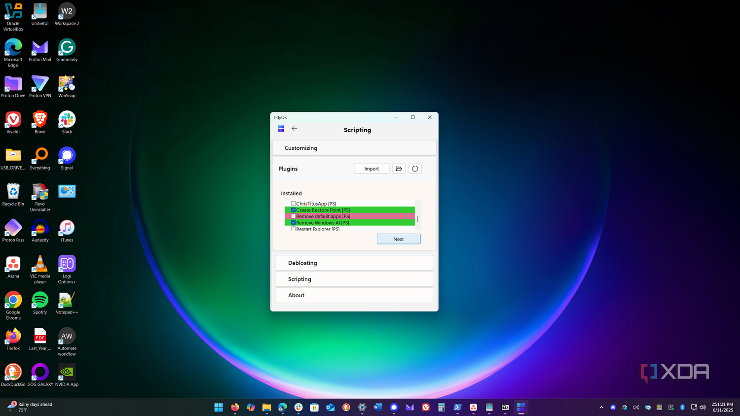Shows scripting tweaks in TidyOS