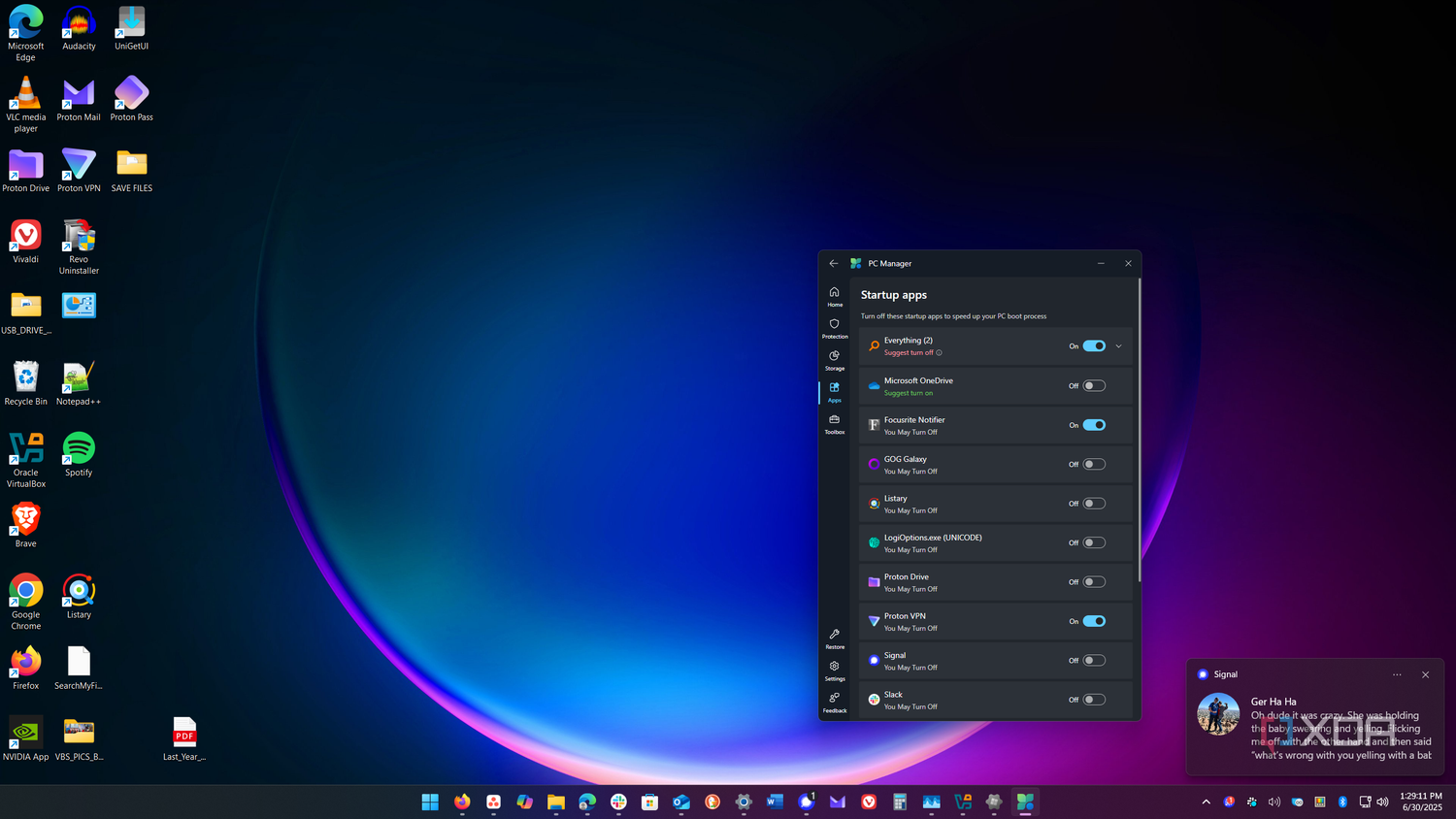 toggle off startup apps in PC Manager