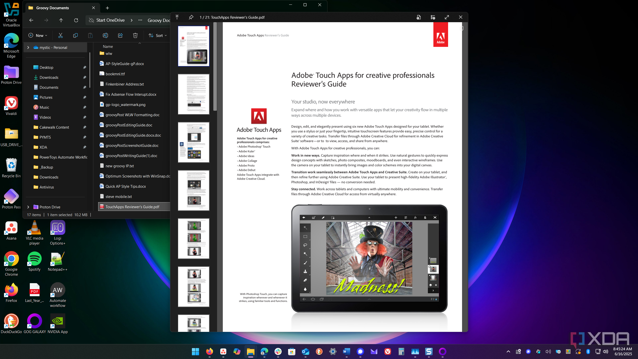 shows quicklook PDF preview