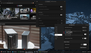 Shows settings for windows tiling and dark theme on ZorinOS