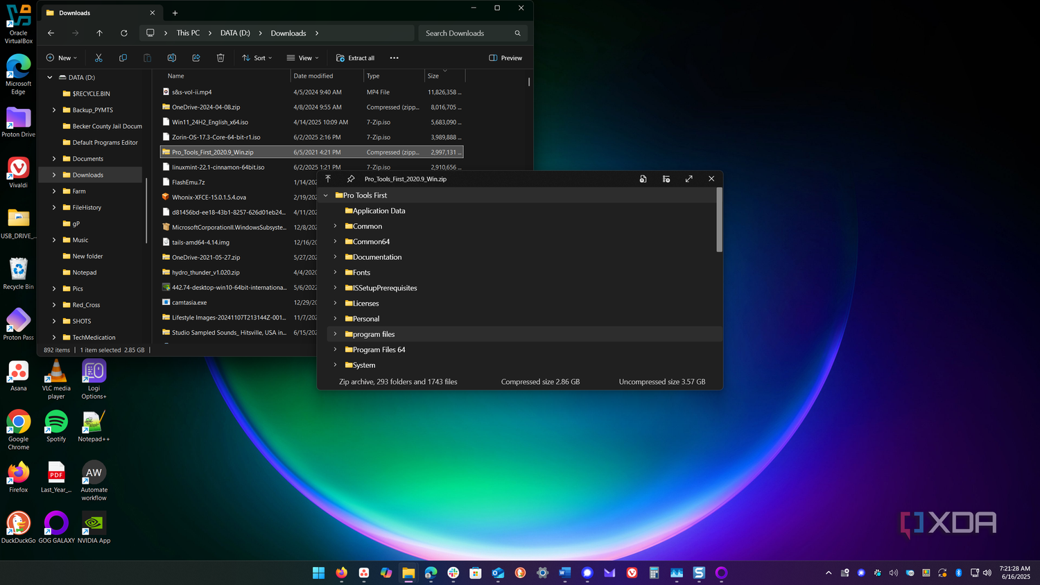 shows quicklook preview of zip file content