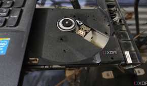 An optical drive in an Intel-powered laptop.
