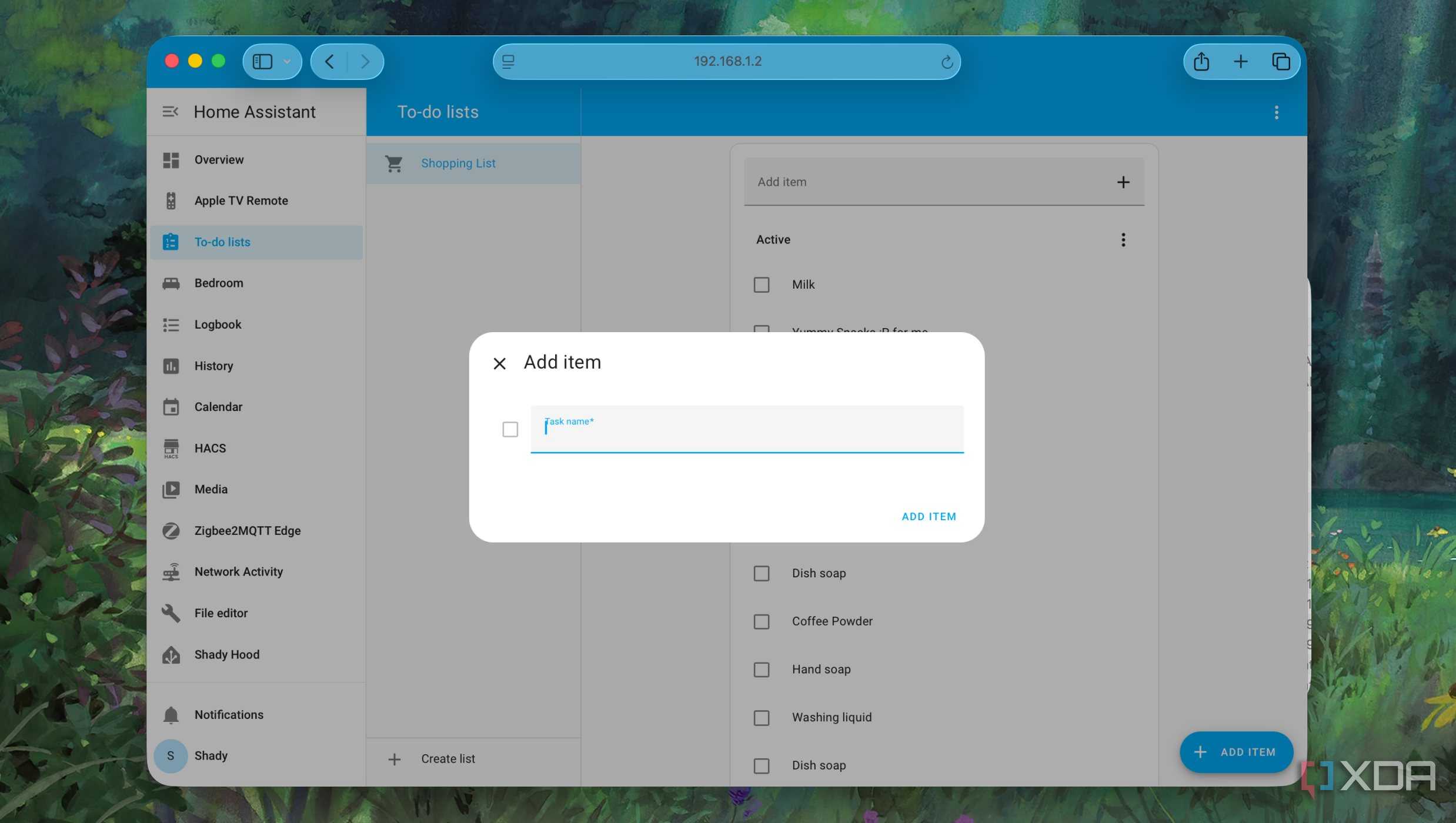 Add item to a shopping list in Home Assistant