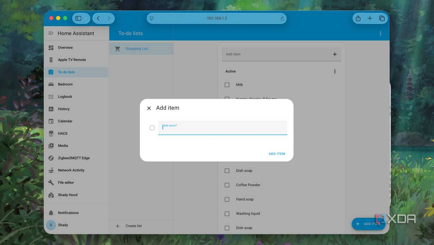 Add item to a shopping list in Home Assistant