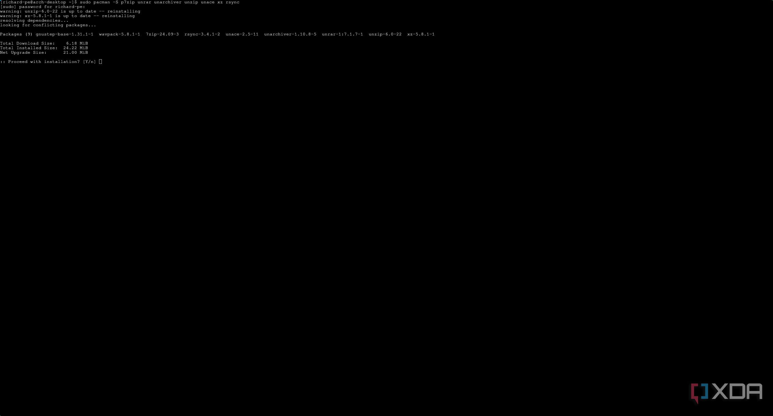 arch-linux-pacman-install-packages-confirm-screenshot