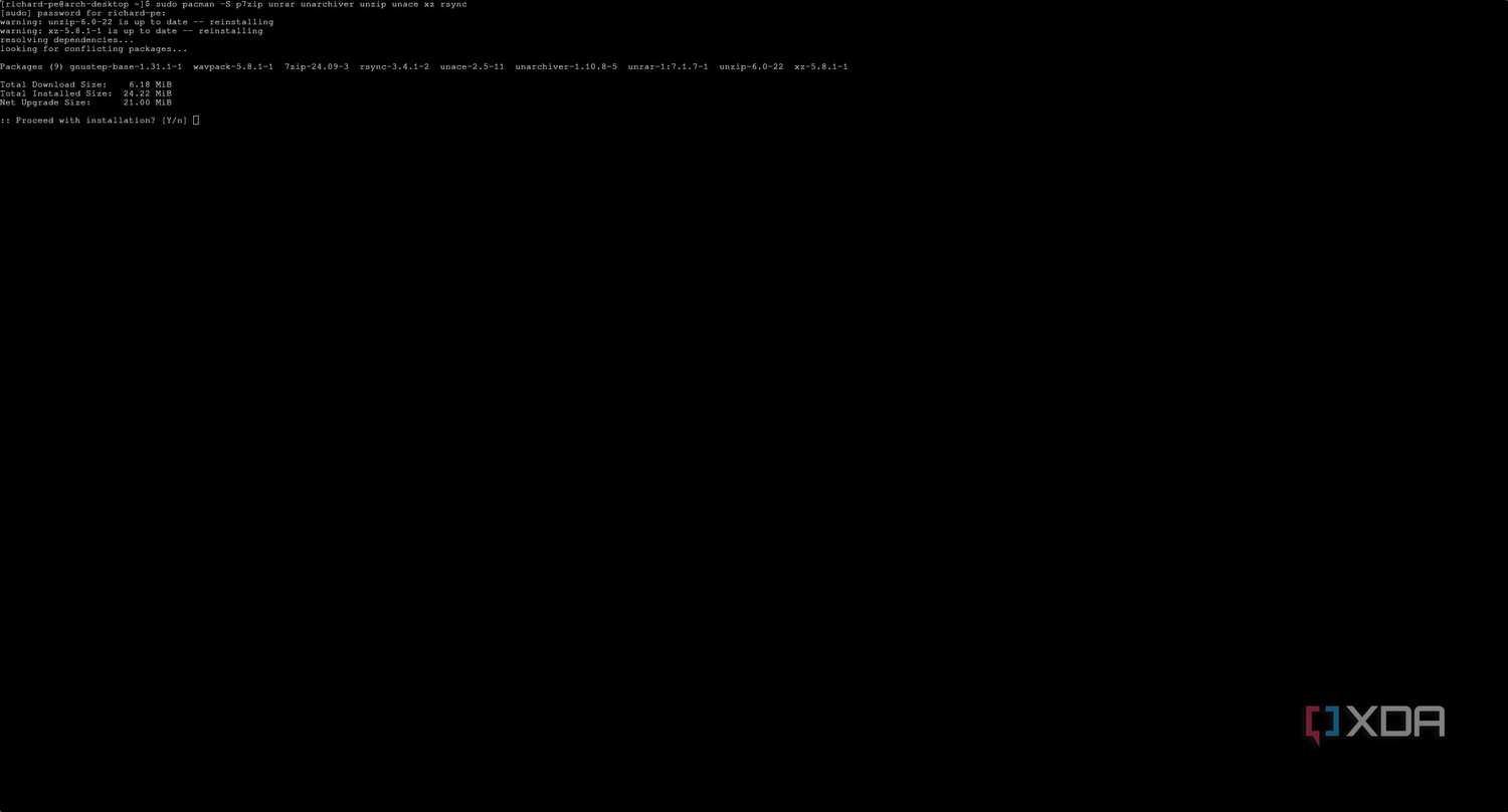 arch-linux-pacman-install-packages-confirm-screenshot