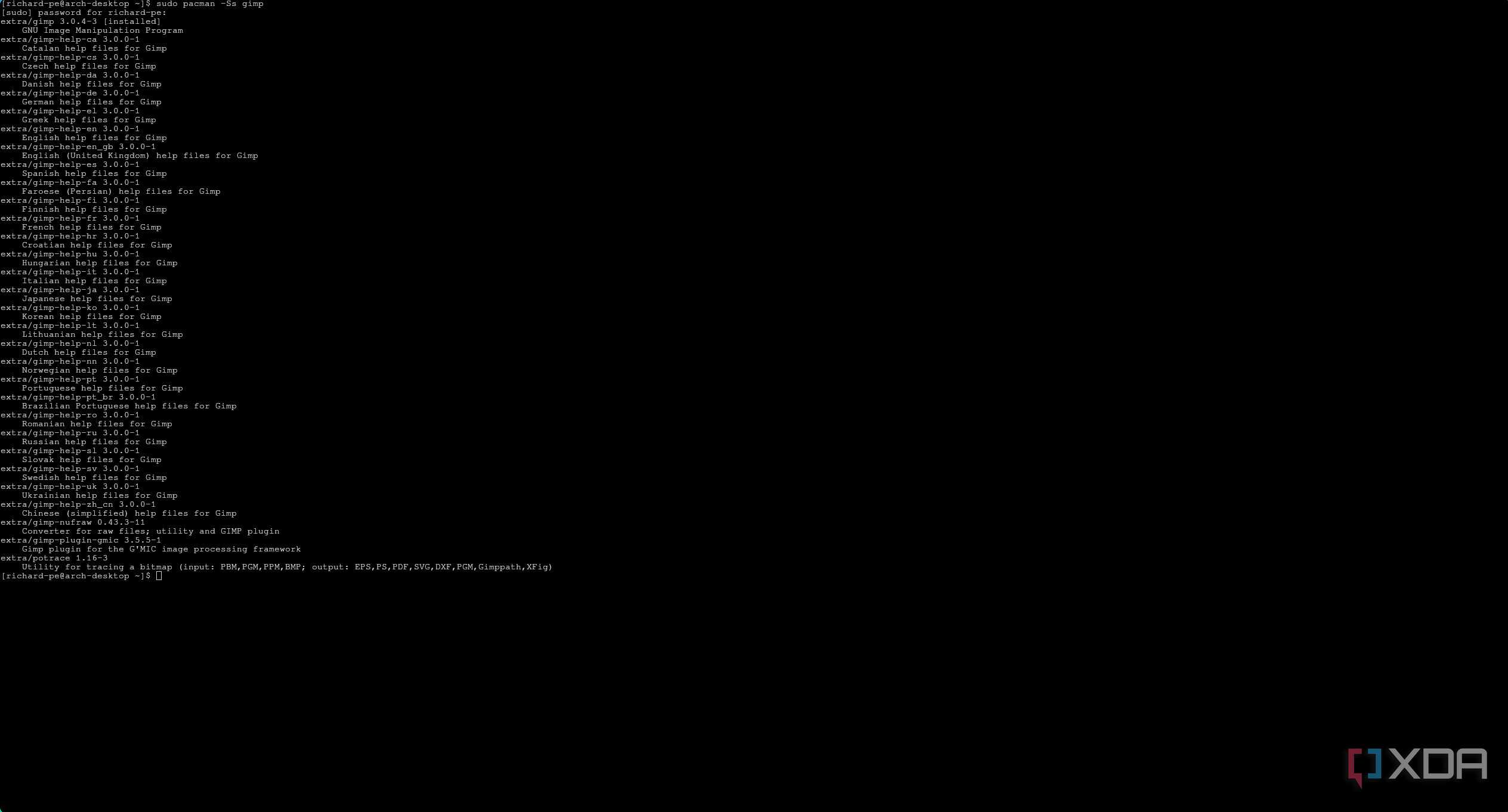 arch-linux-pacman-search-packages-screenshot
