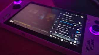 Asus ROG Ally running SteamOS with the performance settings menu open