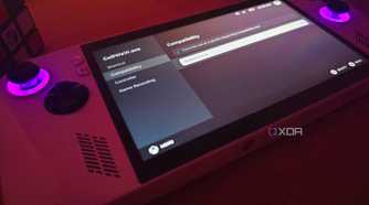 Asus ROG Ally running SteamOS with the option to change the Proton version to run a Windows game