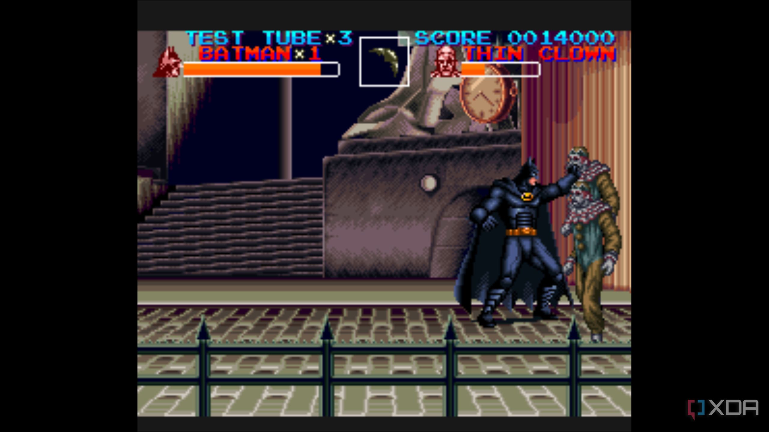 A screenshot from the 1993 SNES game Batman Returns.