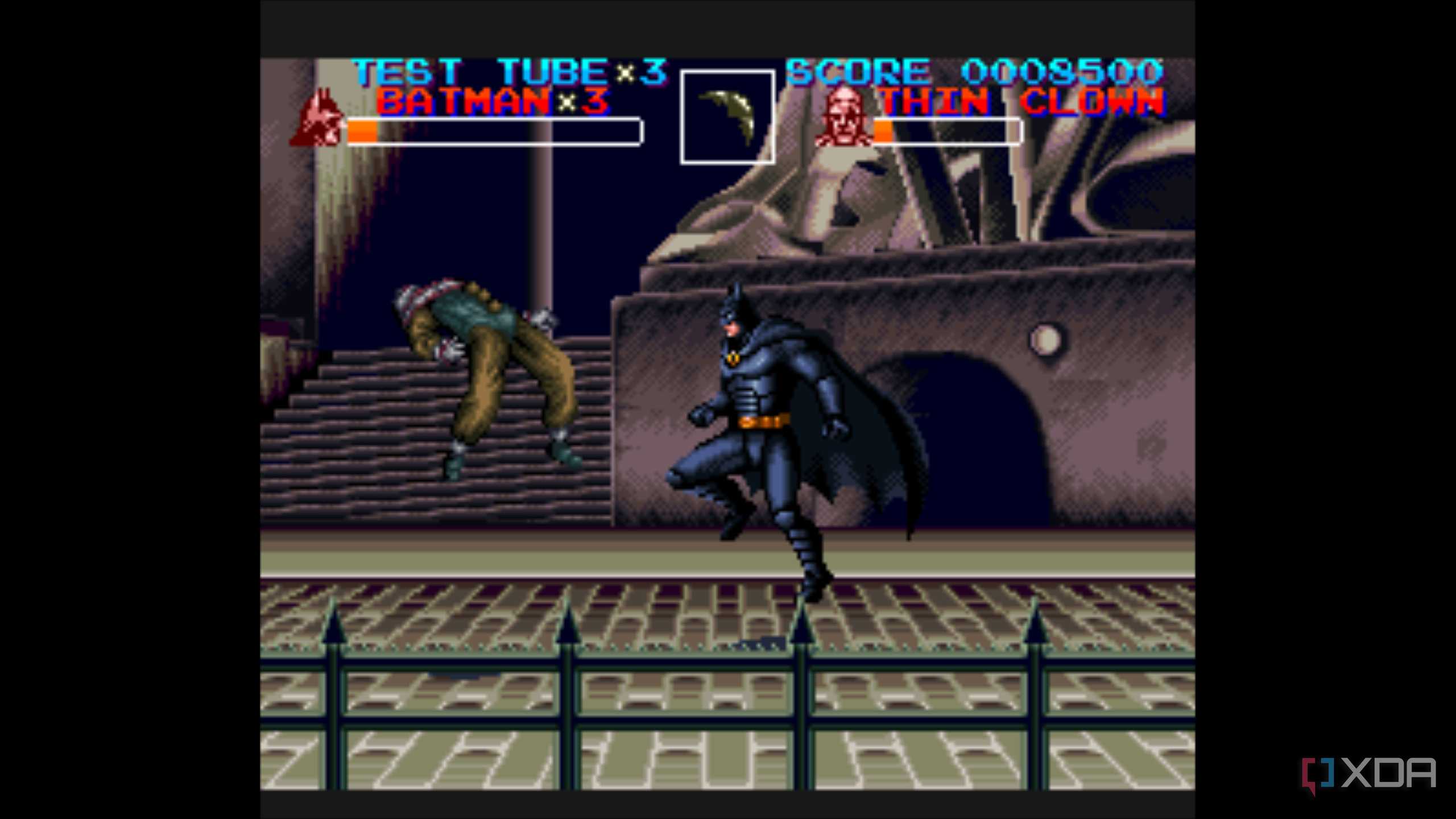A screenshot from the 1993 SNES game Batman Returns.