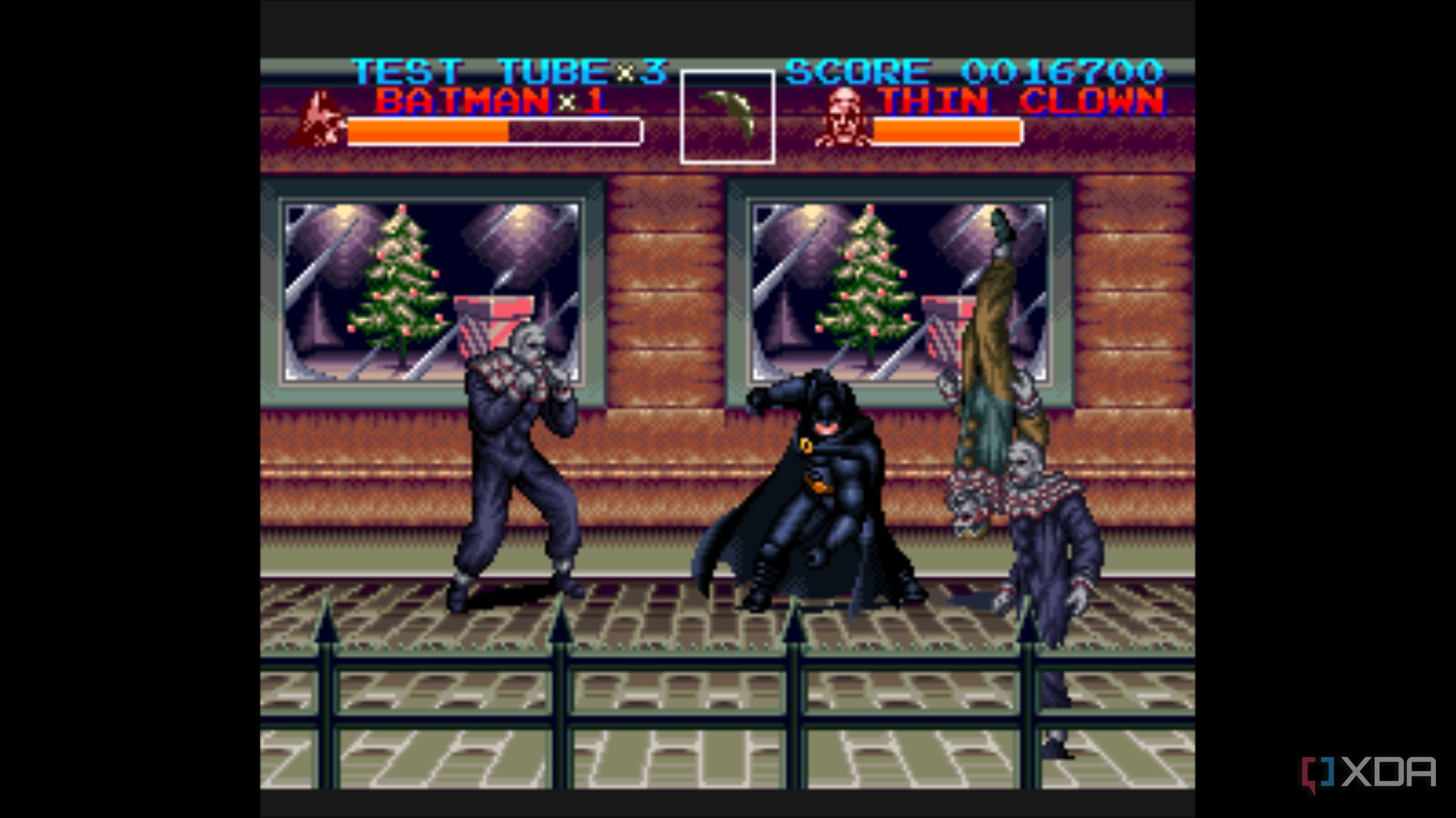 A screenshot from the 1993 SNES game Batman Returns.