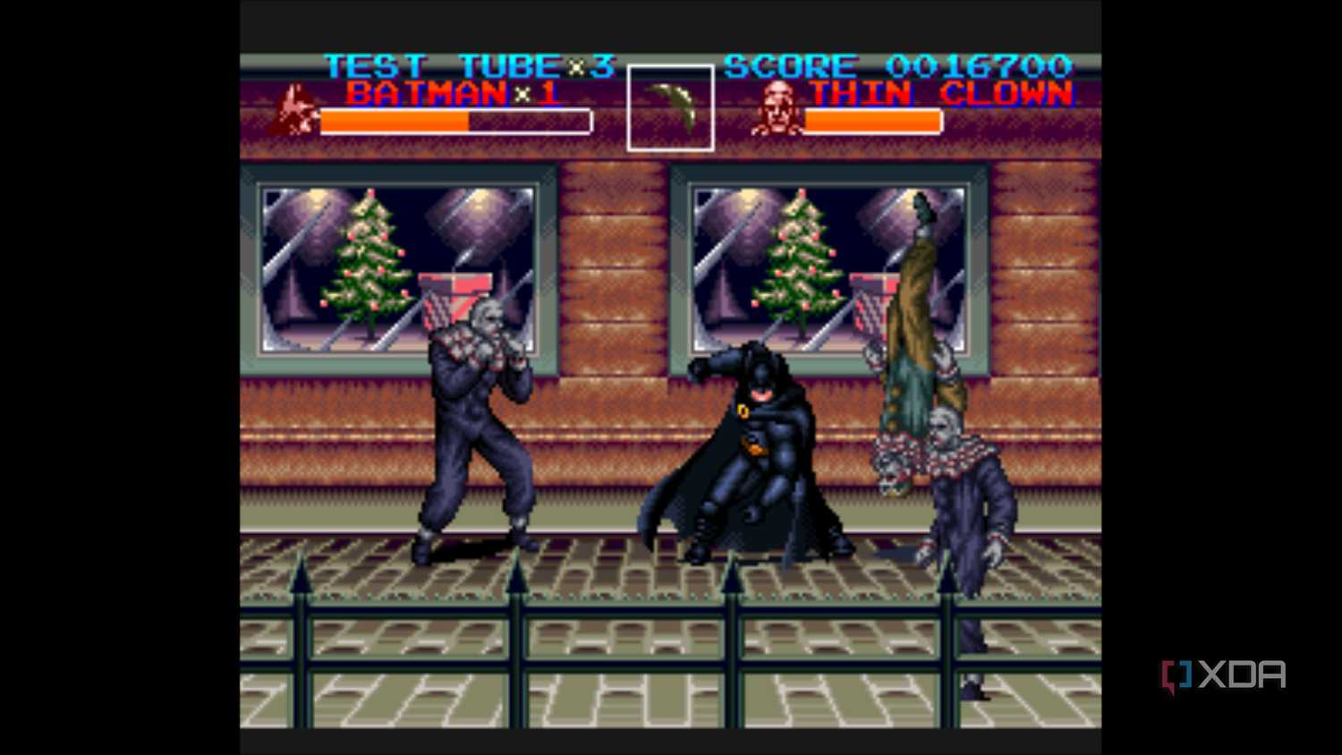 A screenshot from the 1993 SNES game Batman Returns.