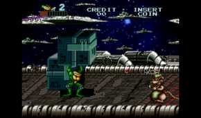 A screenshot from the arcade game Battletoads.