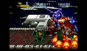 A screenshot from the arcade game Battletoads.