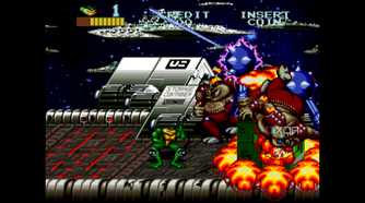 A screenshot from the arcade game Battletoads.