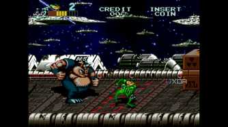 A screenshot from the arcade game Battletoads.