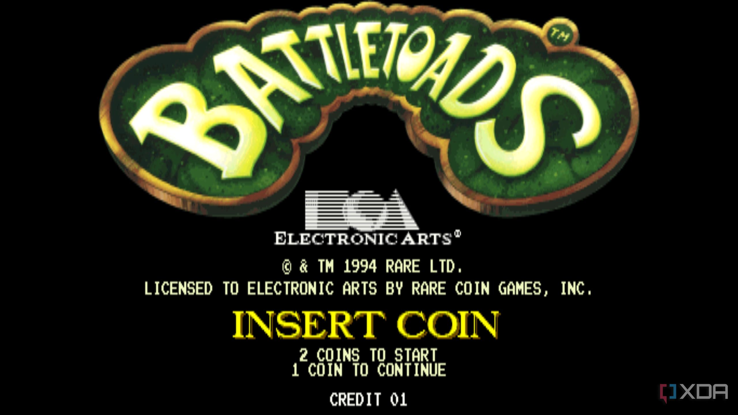 A screenshot from the arcade game Battletoads.