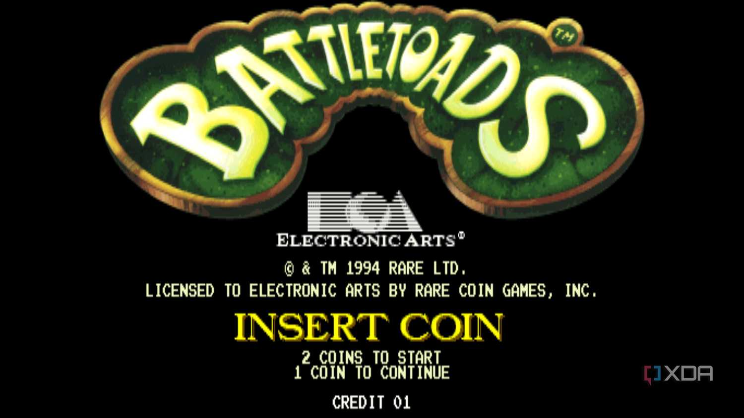 A screenshot from the arcade game Battletoads.