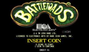A screenshot from the arcade game Battletoads.